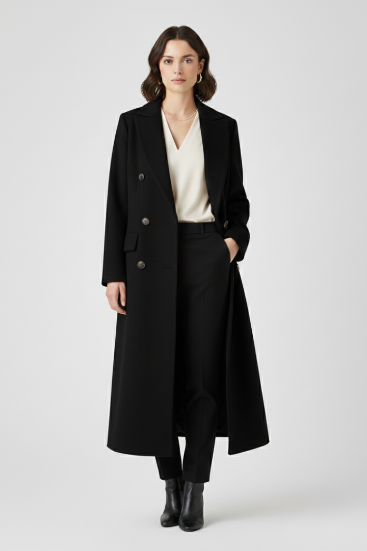 Celmira | Classic Coat with Lapel Collar and Button Closure