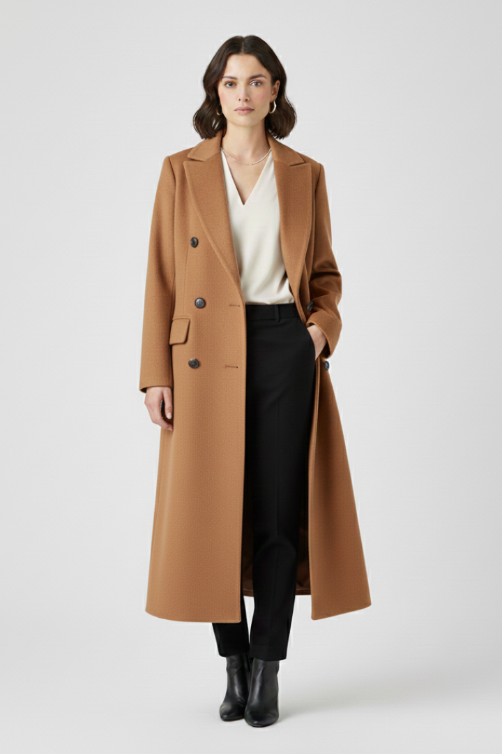 Celmira | Classic Coat with Lapel Collar and Button Closure