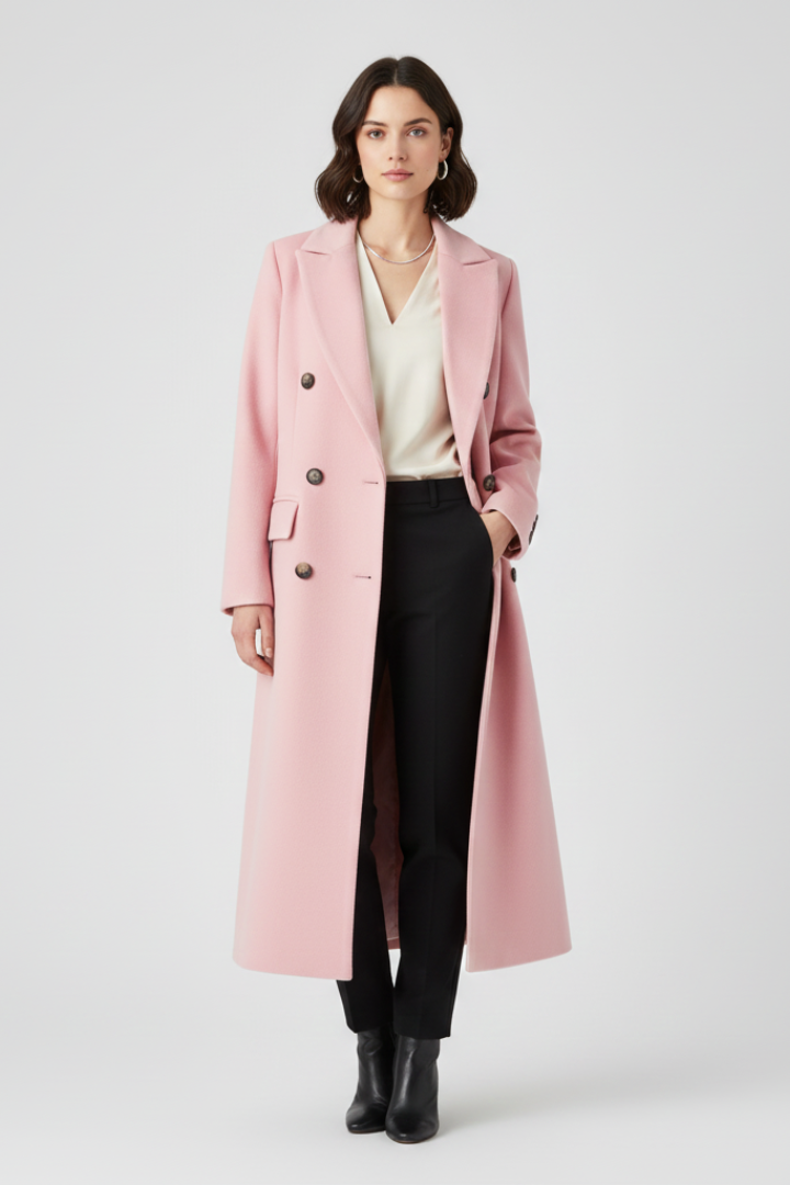 Celmira | Classic Coat with Lapel Collar and Button Closure