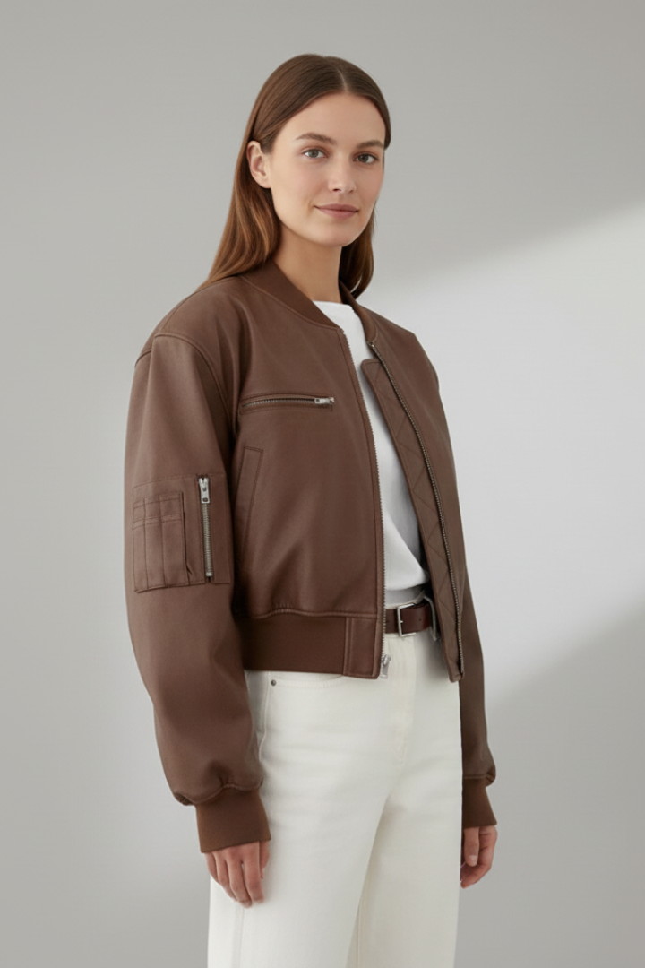 Virelle | Effortless Cropped Zip Jacket Fitted Short Style
