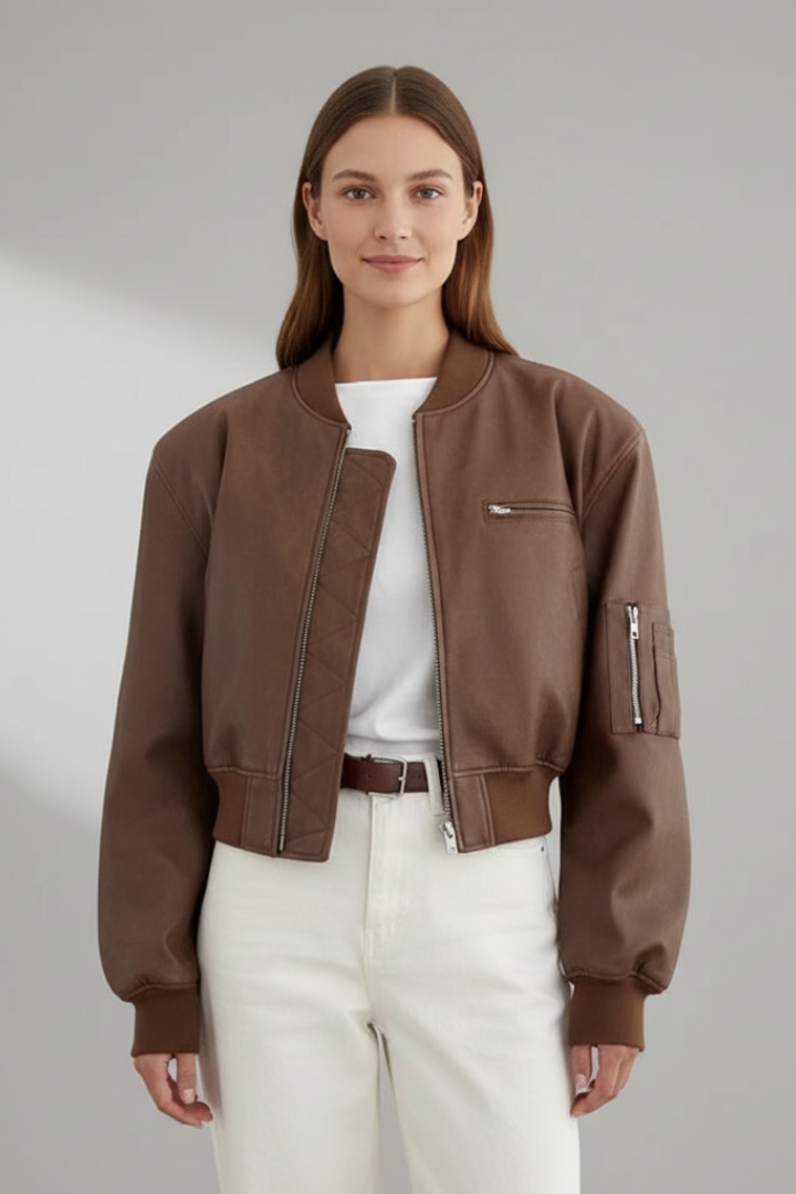 Virelle | Effortless Cropped Zip Jacket Fitted Short Style