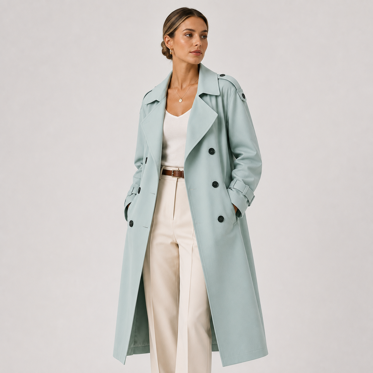 Mathilde | Double-Breasted Belted Longline Trench Coat