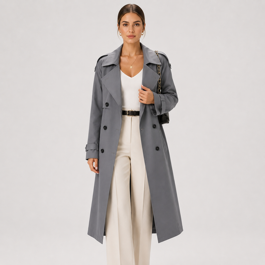 Mathilde | Double-Breasted Belted Longline Trench Coat