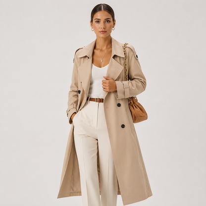 Mathilde | Double-Breasted Belted Longline Trench Coat