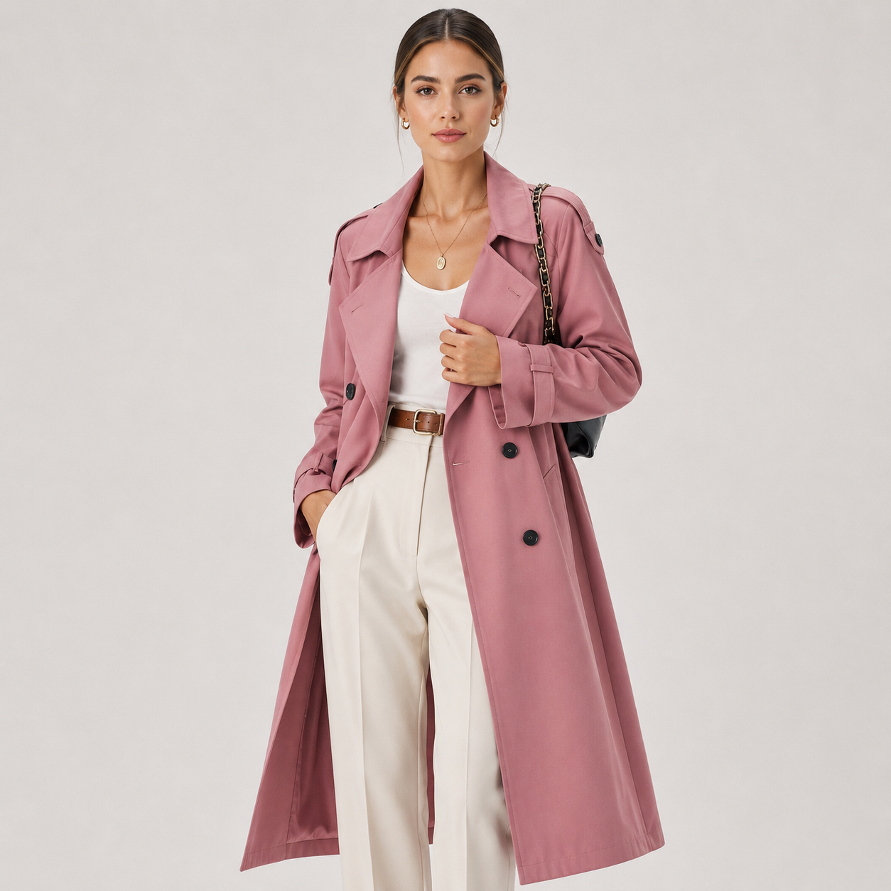 Mathilde | Double-Breasted Belted Longline Trench Coat