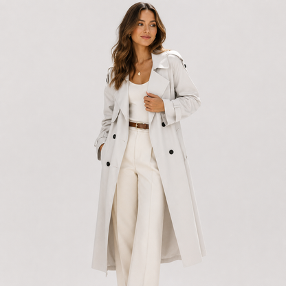 Mathilde | Double-Breasted Belted Longline Trench Coat