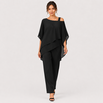 Thais | Wide-Leg Draped Formal Jumpsuit