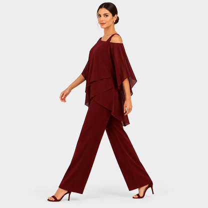 Thais | Wide-Leg Draped Formal Jumpsuit