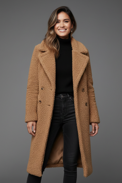 Camilla | Textured Long Teddy Coat