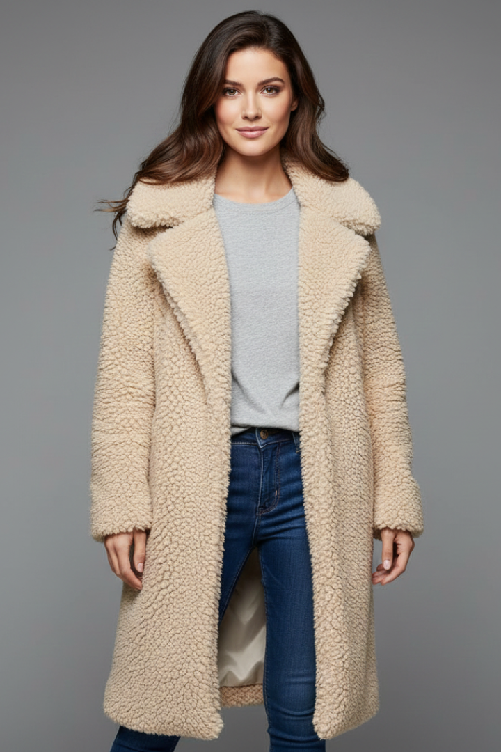 Camilla | Textured Long Teddy Coat