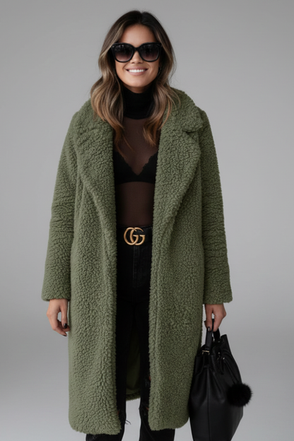 Camilla | Textured Long Teddy Coat