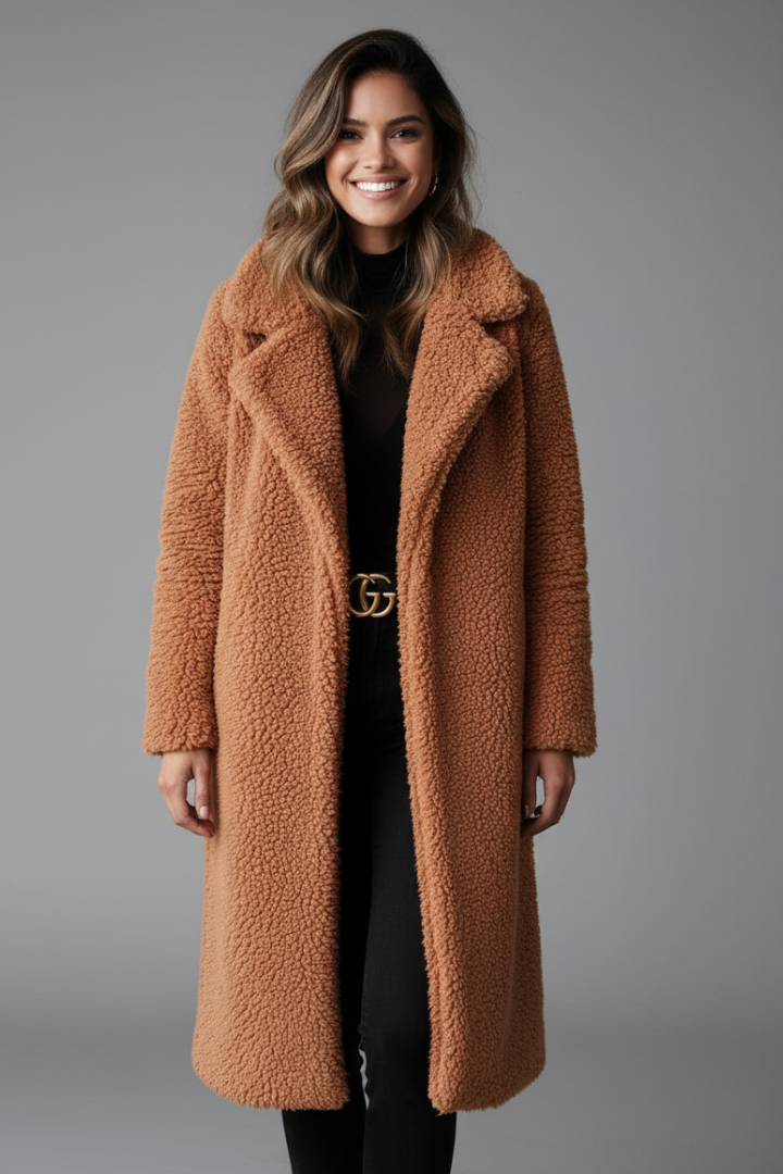 Camilla | Textured Long Teddy Coat