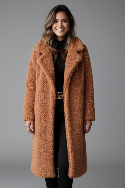 Camilla | Textured Long Teddy Coat