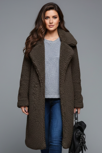 Camilla | Textured Long Teddy Coat