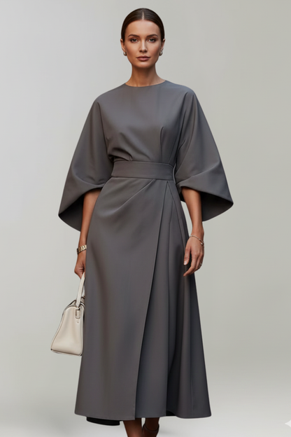 Fleur | Belted Waist Wide Sleeve Midi Dress