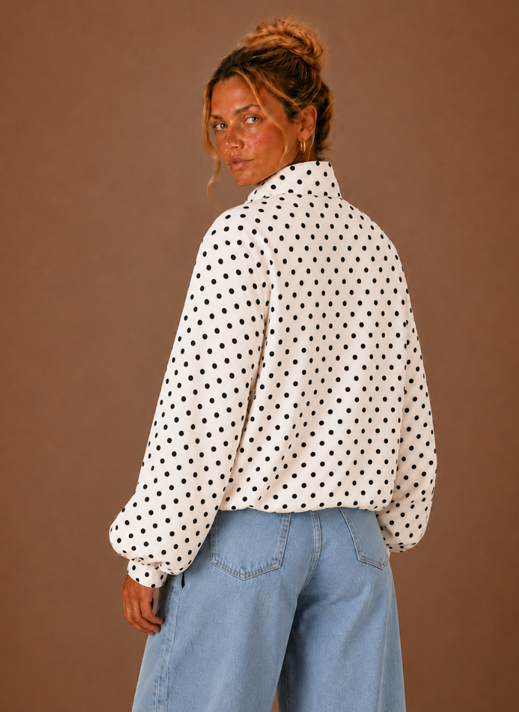 Ondine | Polka Dot Stand Collar Lightweight Jacket
