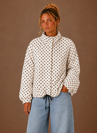 Ondine | Polka Dot Stand Collar Lightweight Jacket