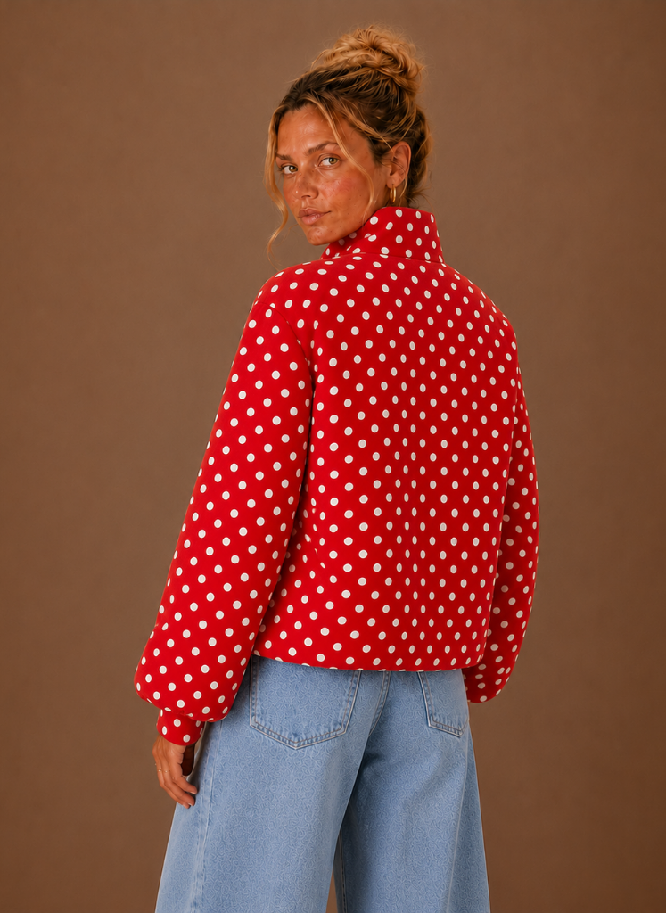 Ondine | Polka Dot Stand Collar Lightweight Jacket