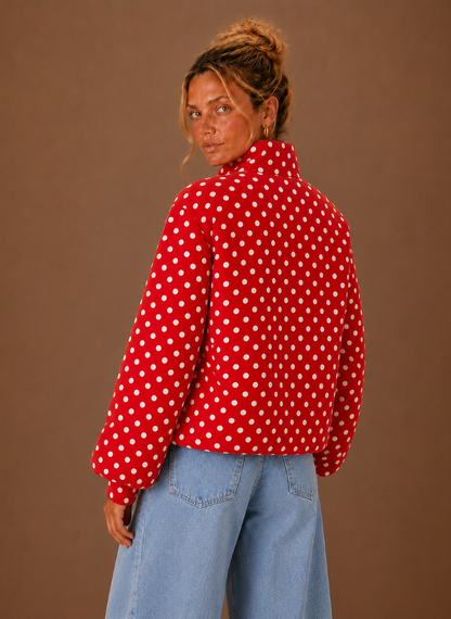 Ondine | Polka Dot Stand Collar Lightweight Jacket