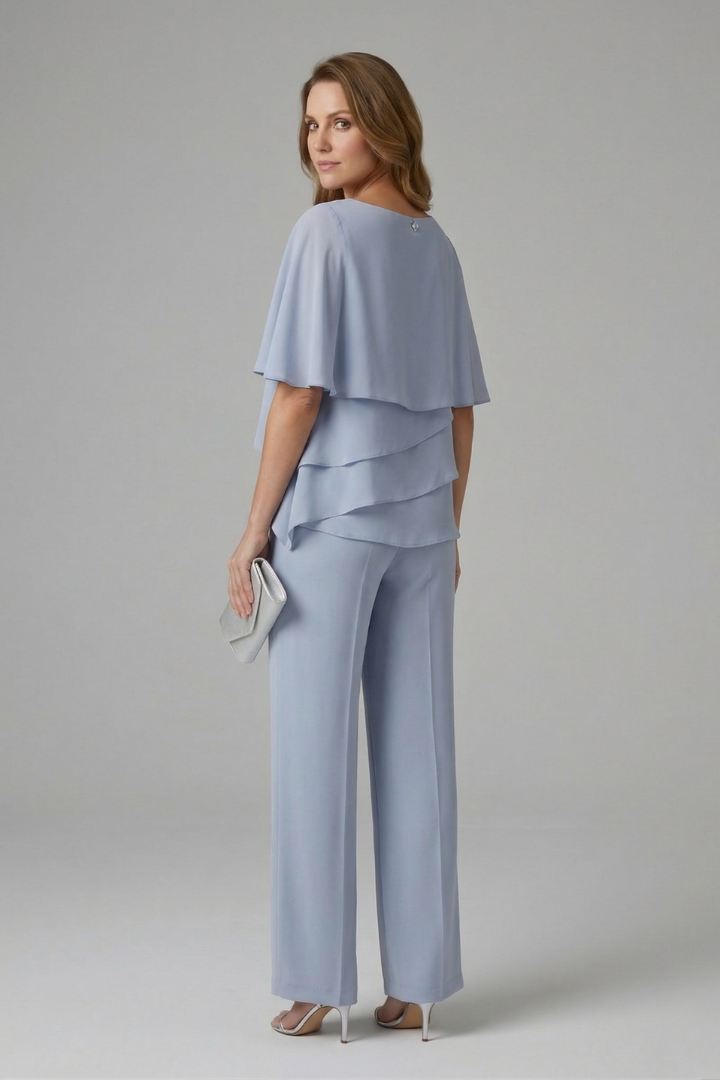 Thalia | Layered Top Straight Leg Trouser Set