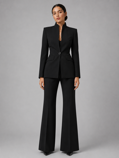 Hortense | Collarless Blazer & Wide-Leg Trouser Set