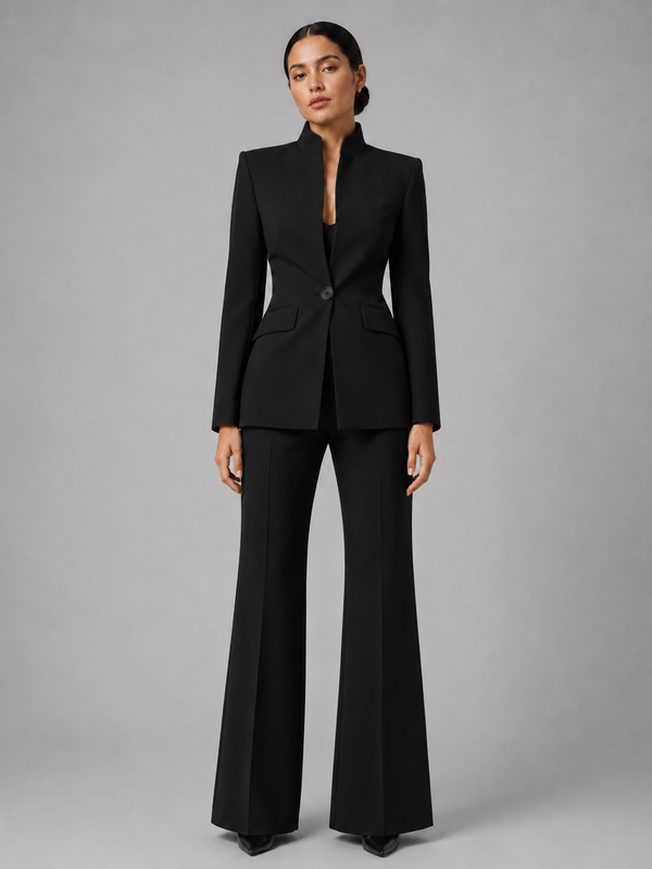 Hortense | Collarless Blazer & Wide-Leg Trouser Set