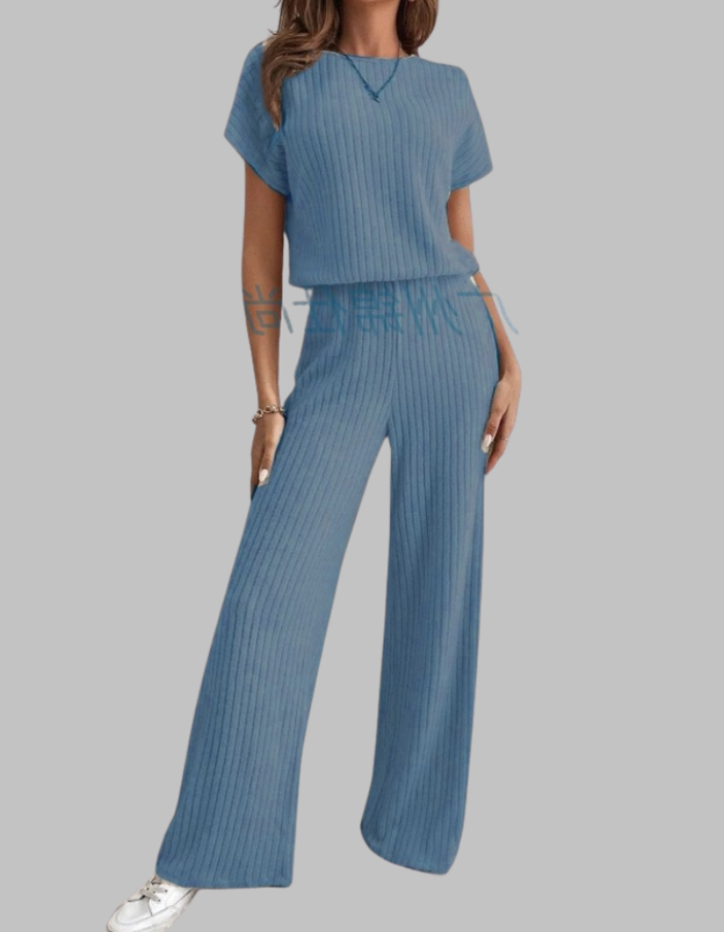 Isabelle | Ribbed Knit Wide-Leg Trouser Set