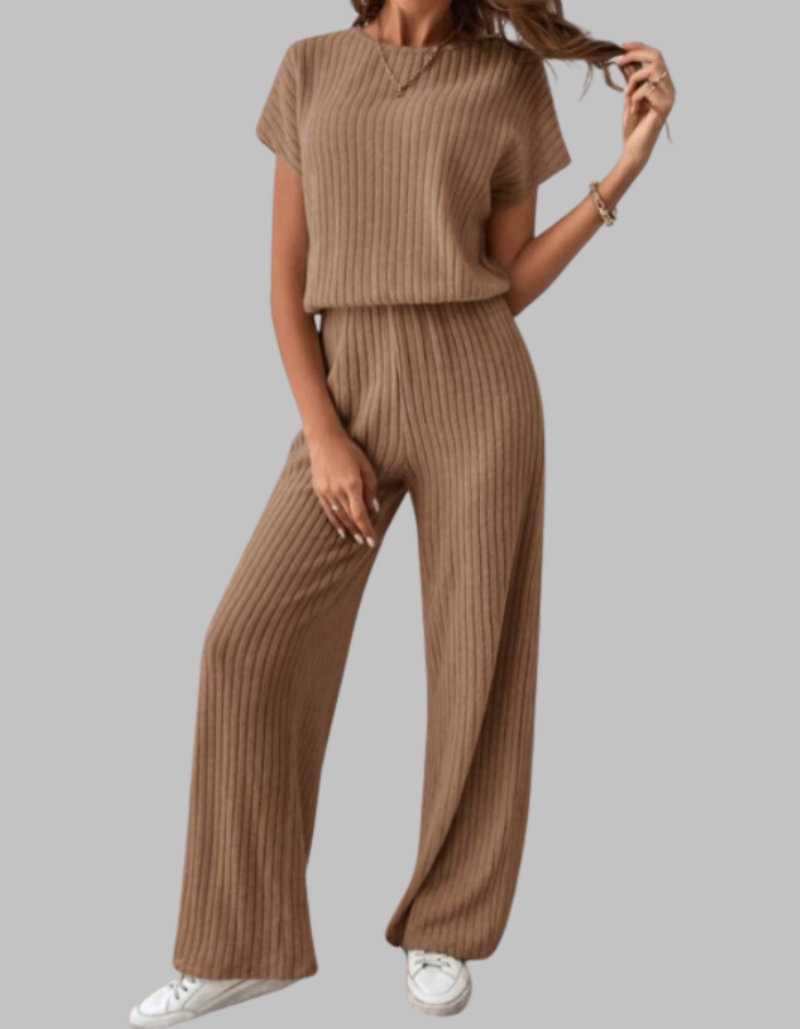 Isabelle | Ribbed Knit Wide-Leg Trouser Set