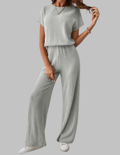 Isabelle | Ribbed Knit Wide-Leg Trouser Set