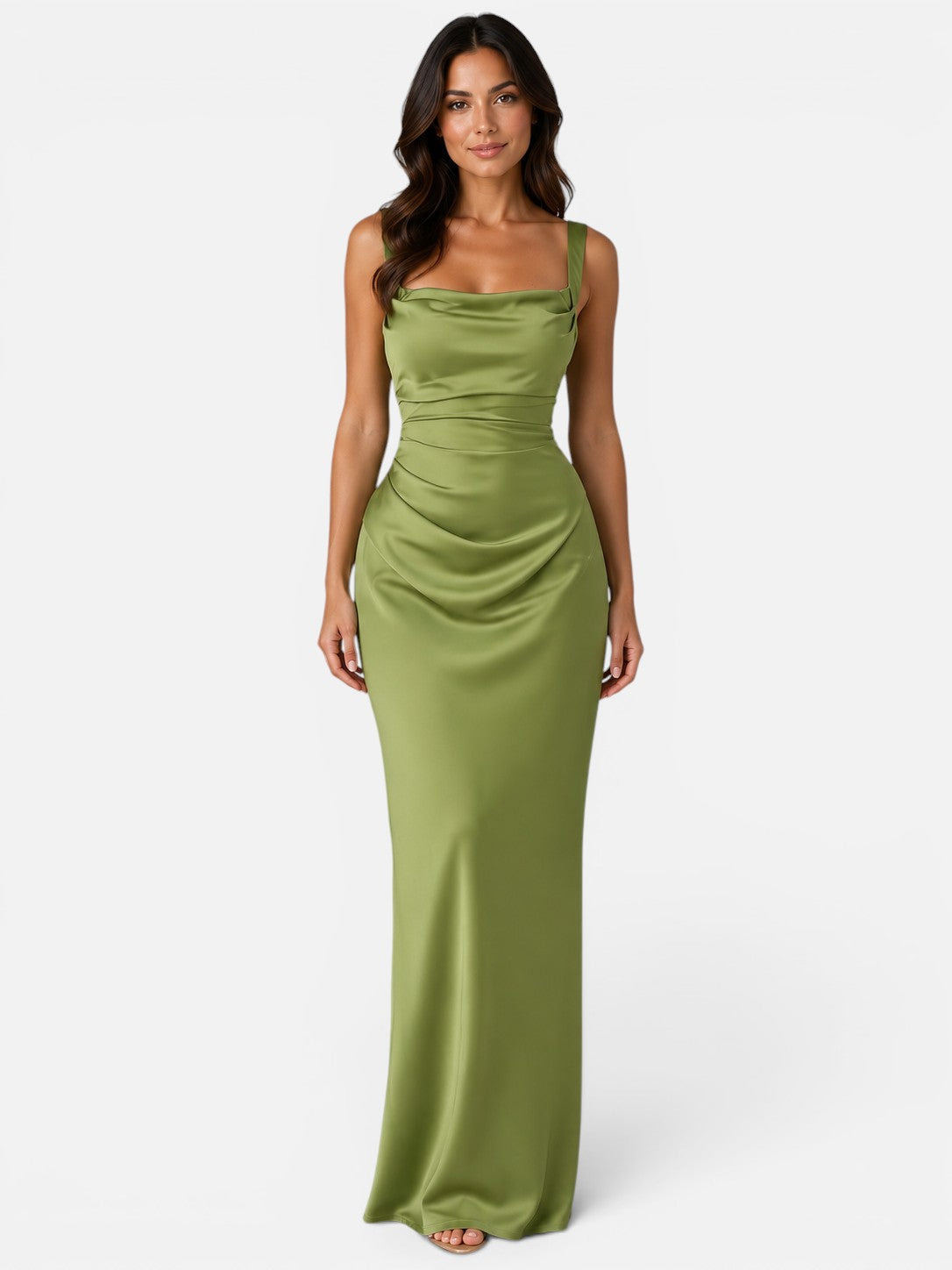 Doriane | Satin Ruched Waist Maxi Dress