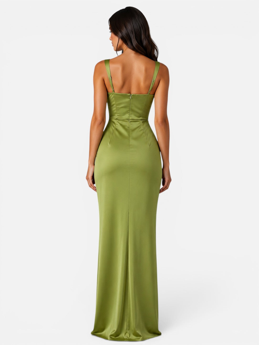 Doriane | Satin Ruched Waist Maxi Dress