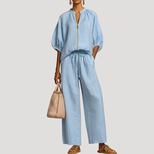 Valentine | Women's Balloon Sleeve Linen Co-ord Set