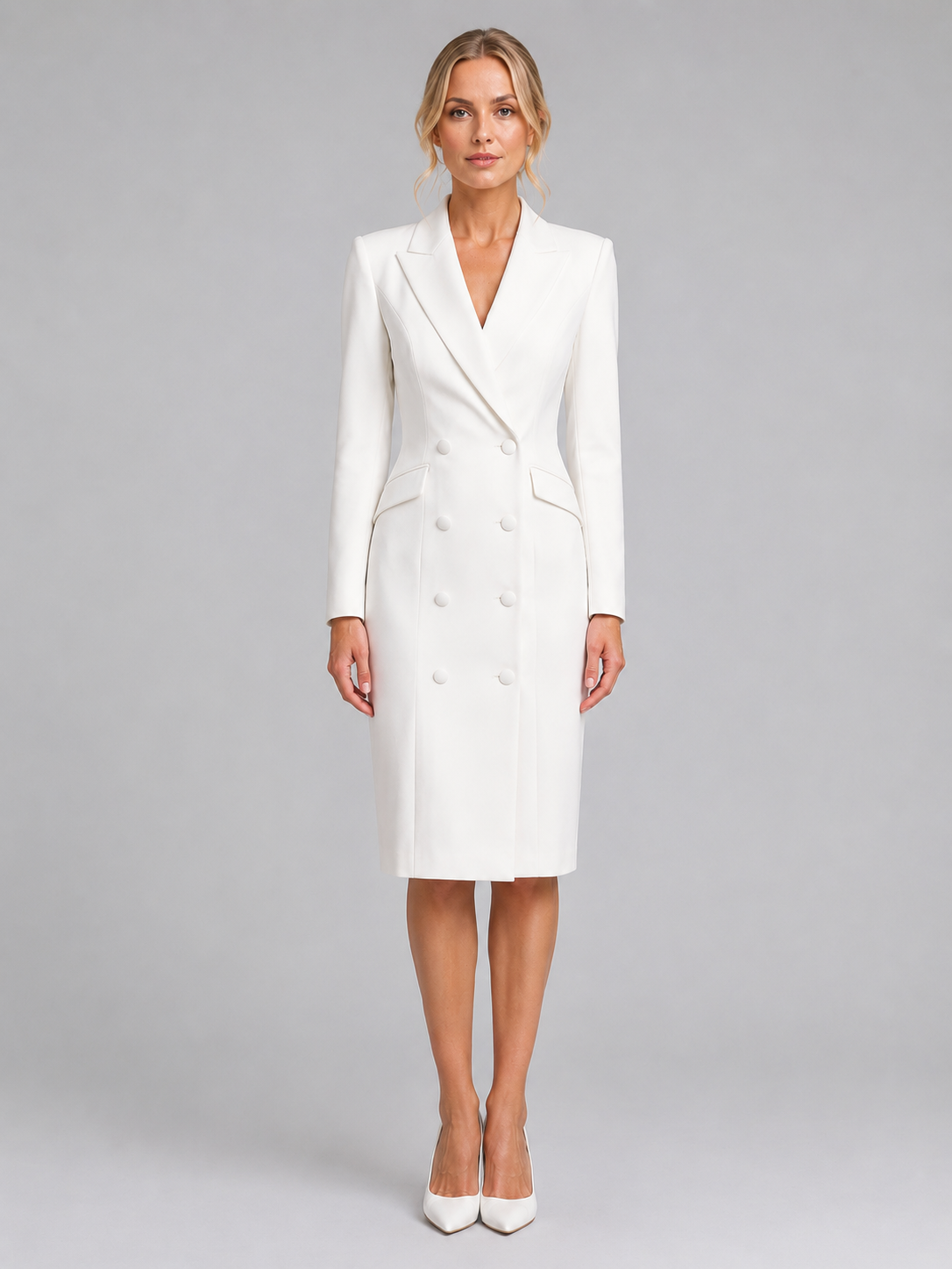 Doriane | Double-Breasted Tailored Blazer Midi Dress