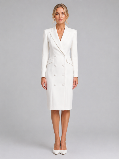 Doriane | Double-Breasted Tailored Blazer Midi Dress