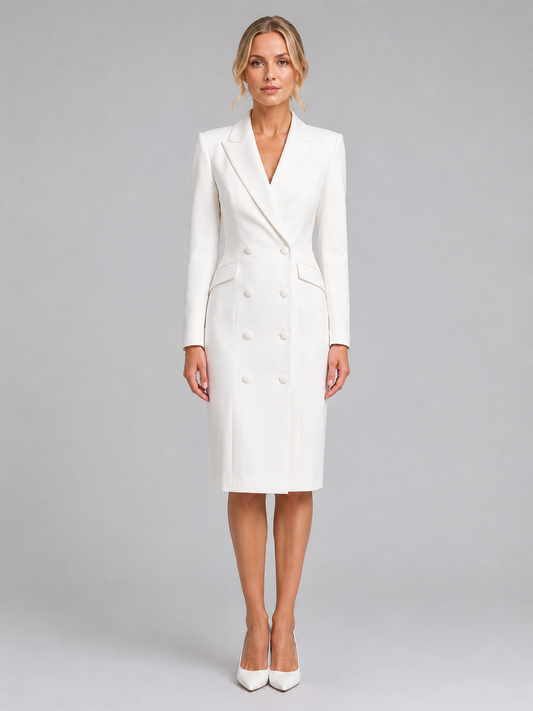 Doriane | Double-Breasted Tailored Blazer Midi Dress