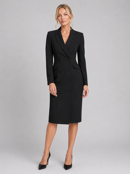 Doriane | Double-Breasted Tailored Blazer Midi Dress