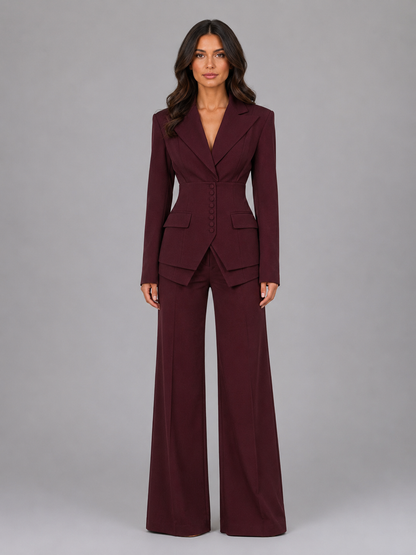 Rosette | Cinched Waist Blazer & Wide-Leg Trouser Set
