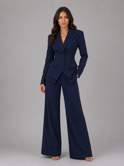 Rosette | Cinched Waist Blazer & Wide-Leg Trouser Set
