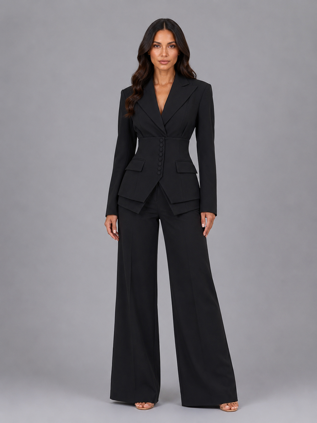Rosette | Cinched Waist Blazer & Wide-Leg Trouser Set
