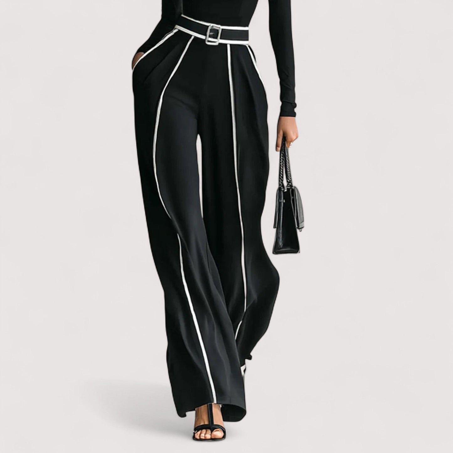 Simone | High-Neck Belted Wide-Leg Trouser Set