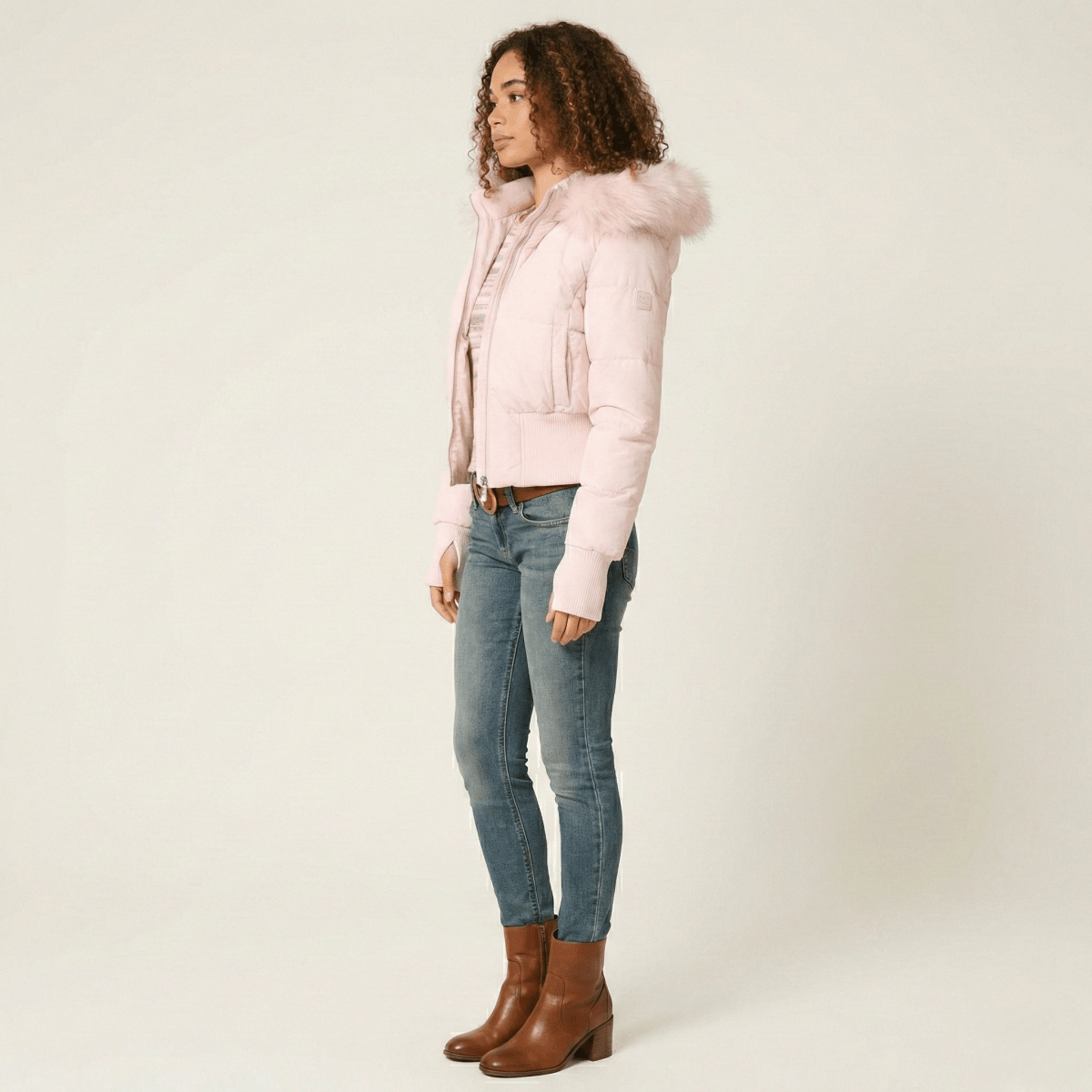 Ariana | Faux Fur Hooded Short Puffer Jacket