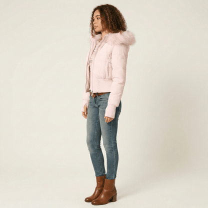 Ariana | Faux Fur Hooded Short Puffer Jacket