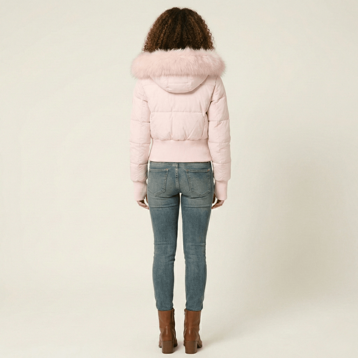 Ariana | Faux Fur Hooded Short Puffer Jacket
