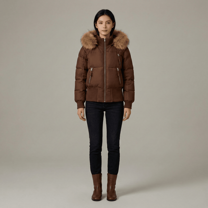Ariana | Faux Fur Hooded Short Puffer Jacket
