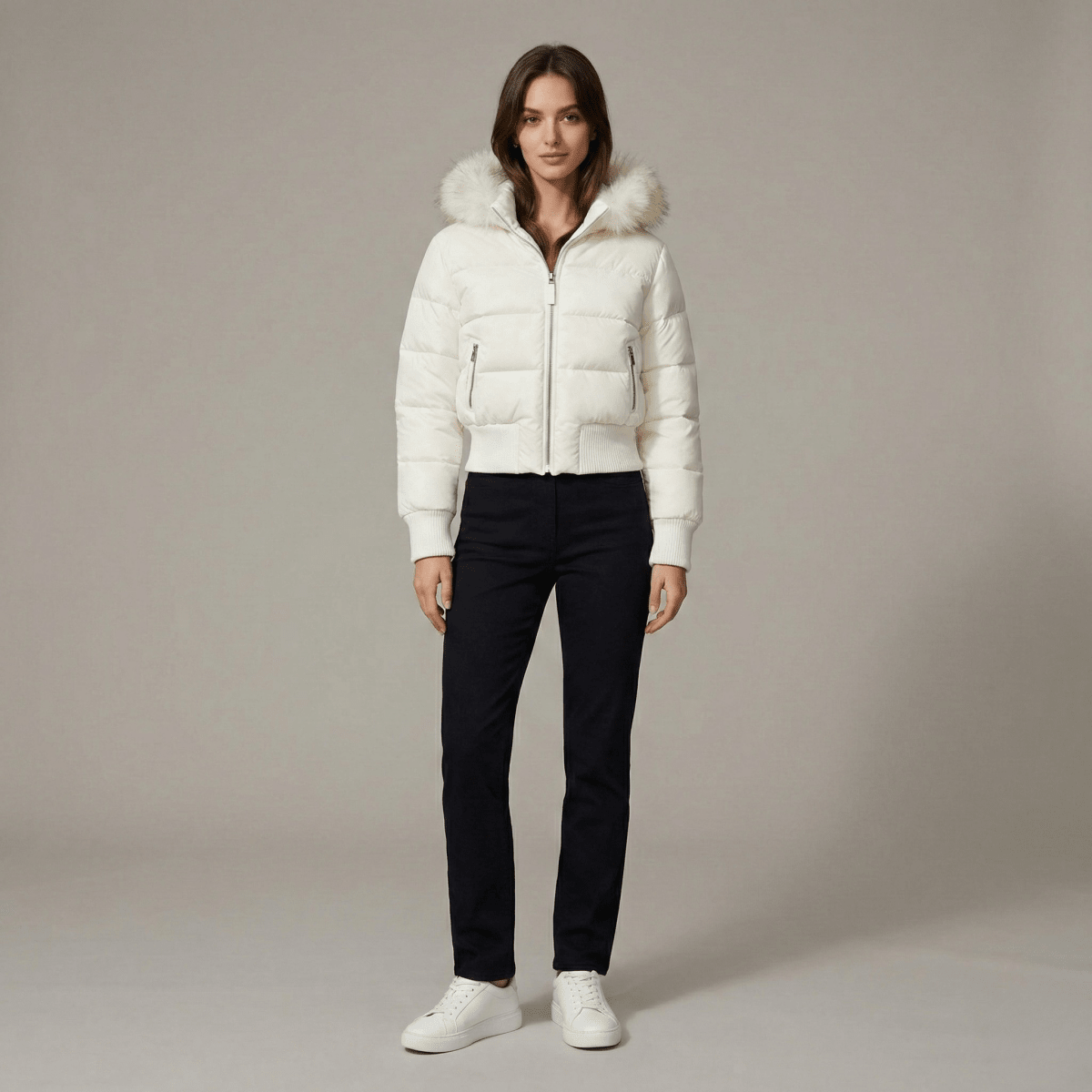 Ariana | Faux Fur Hooded Short Puffer Jacket