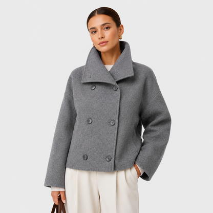 Francoise | Double-Breasted Shawl Collar Cropped Jacket