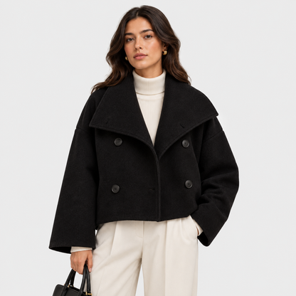 Francoise | Double-Breasted Shawl Collar Cropped Jacket