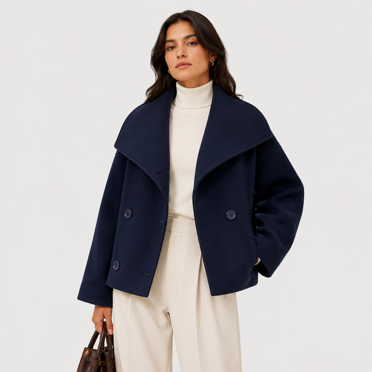 Francoise | Double-Breasted Shawl Collar Cropped Jacket