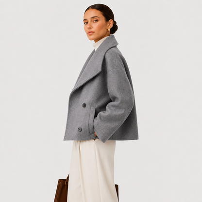 Francoise | Double-Breasted Shawl Collar Cropped Jacket