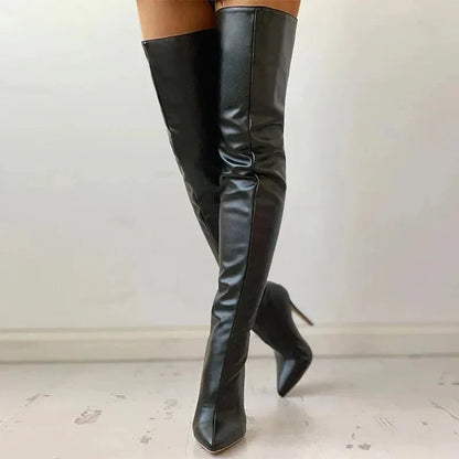 Velisse | Retro Thigh High Stiletto Boots